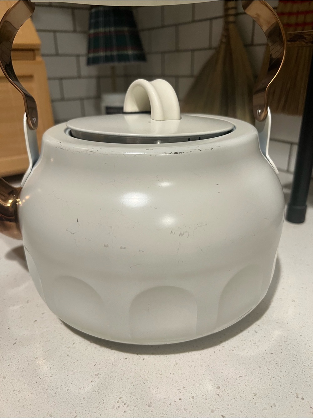 Hearth & Hand White Teapot with Copper-Tone Spout and Handle Accents - Picture 5 of 5